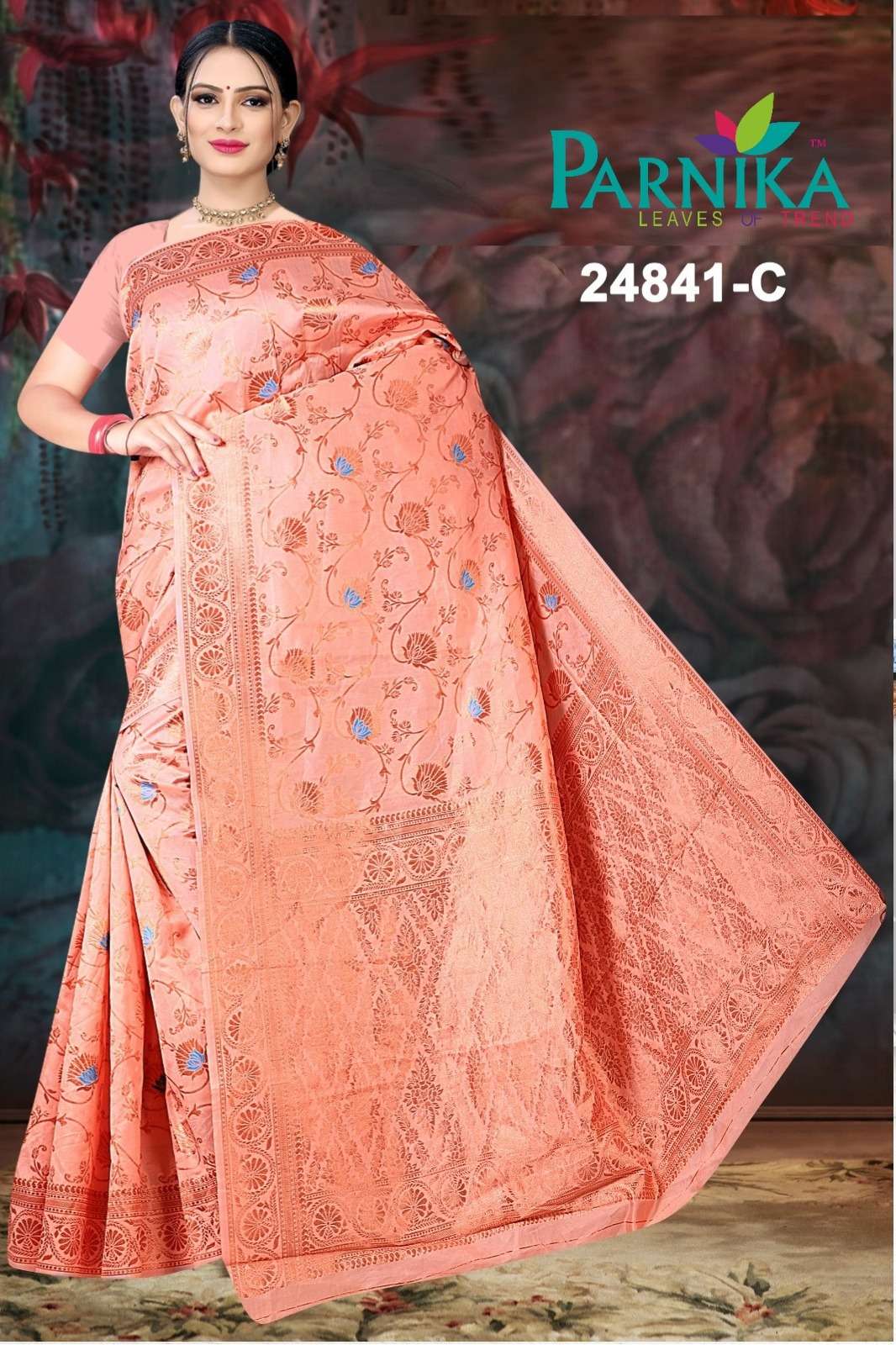 24841 COLOURS BY PARNIKA 24841-A TO 24841-D SERIES LITCHI SILK SAREES