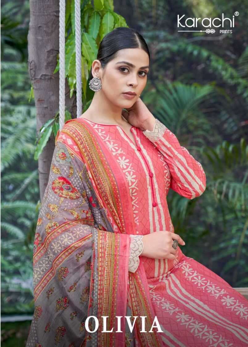 OLIVIA BY KARACHI PRINTS 72001 TO 72008 SERIES PURE LAWN COTTON DRESSES