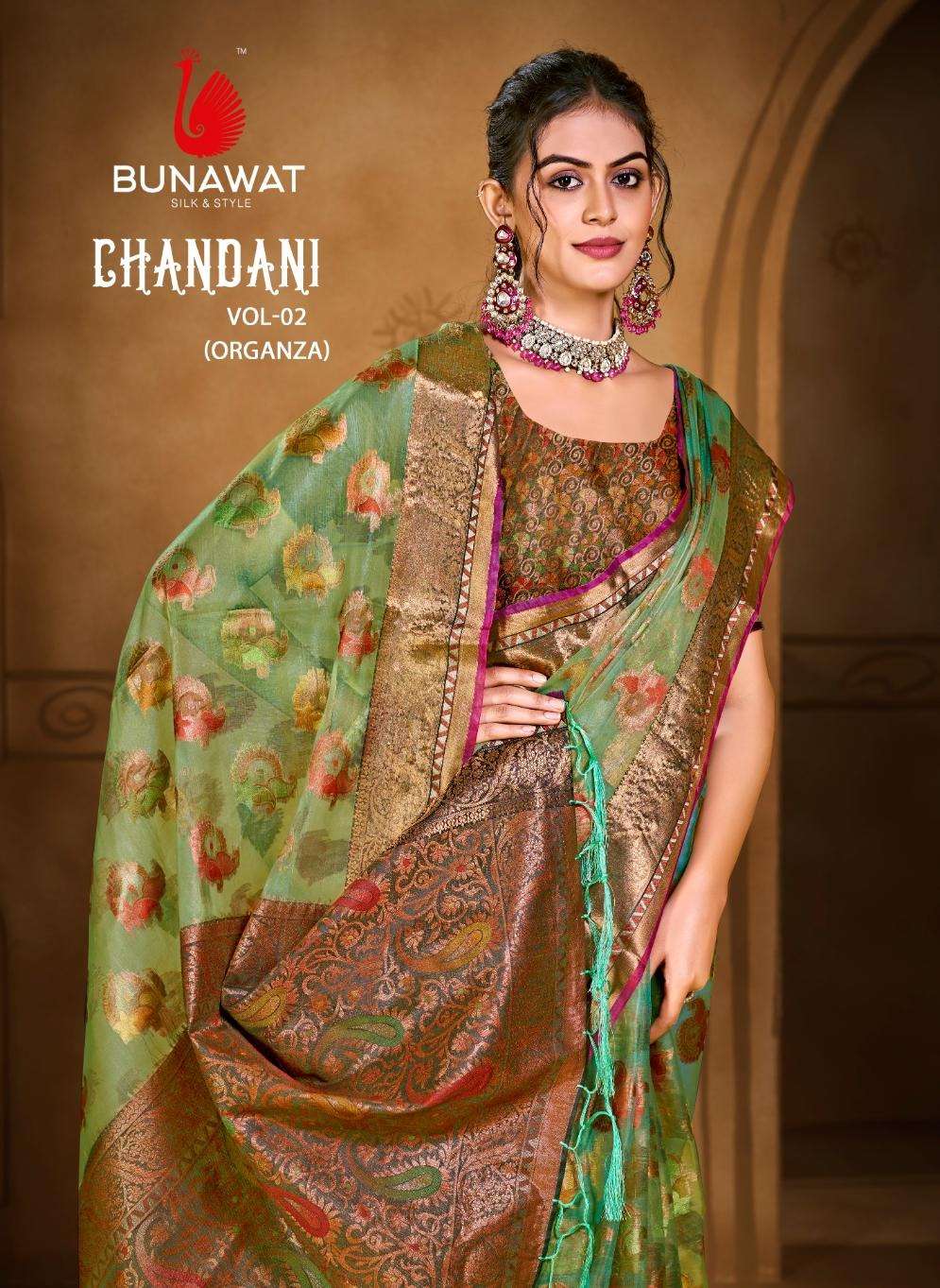 CHANDANI-02 BY BUNAWAT 1001 TO 1006 SERIES FANCY ORGANZA PRINT SAREES