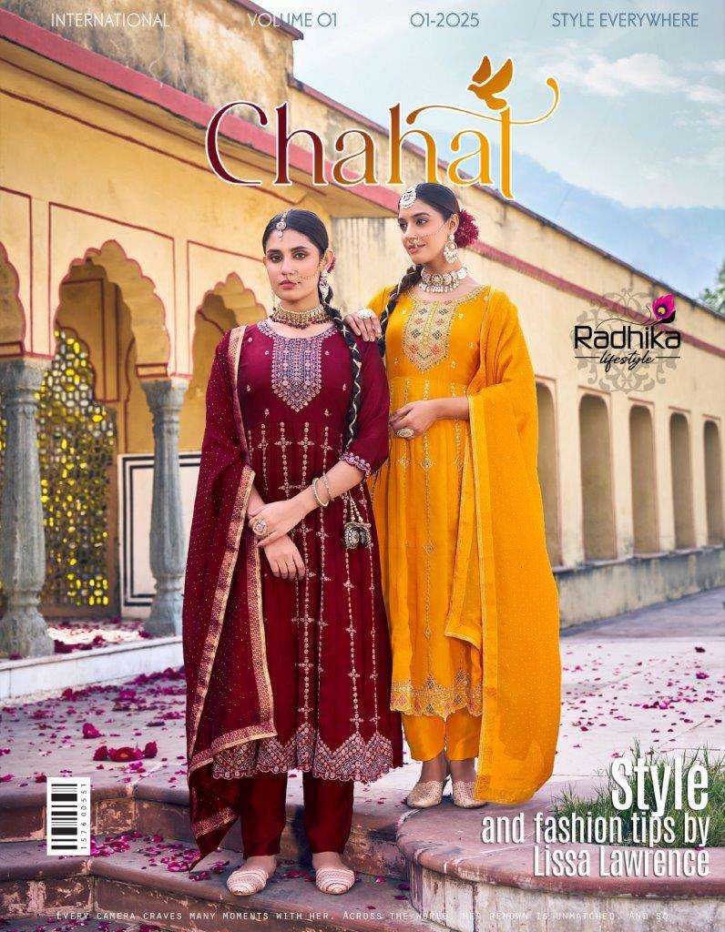 CHAHAT VOL-1 BY RADHIKA LIFESTYLE 1001 TO 1006 SERIES VICHITRA SILK STITCHED DRESSES