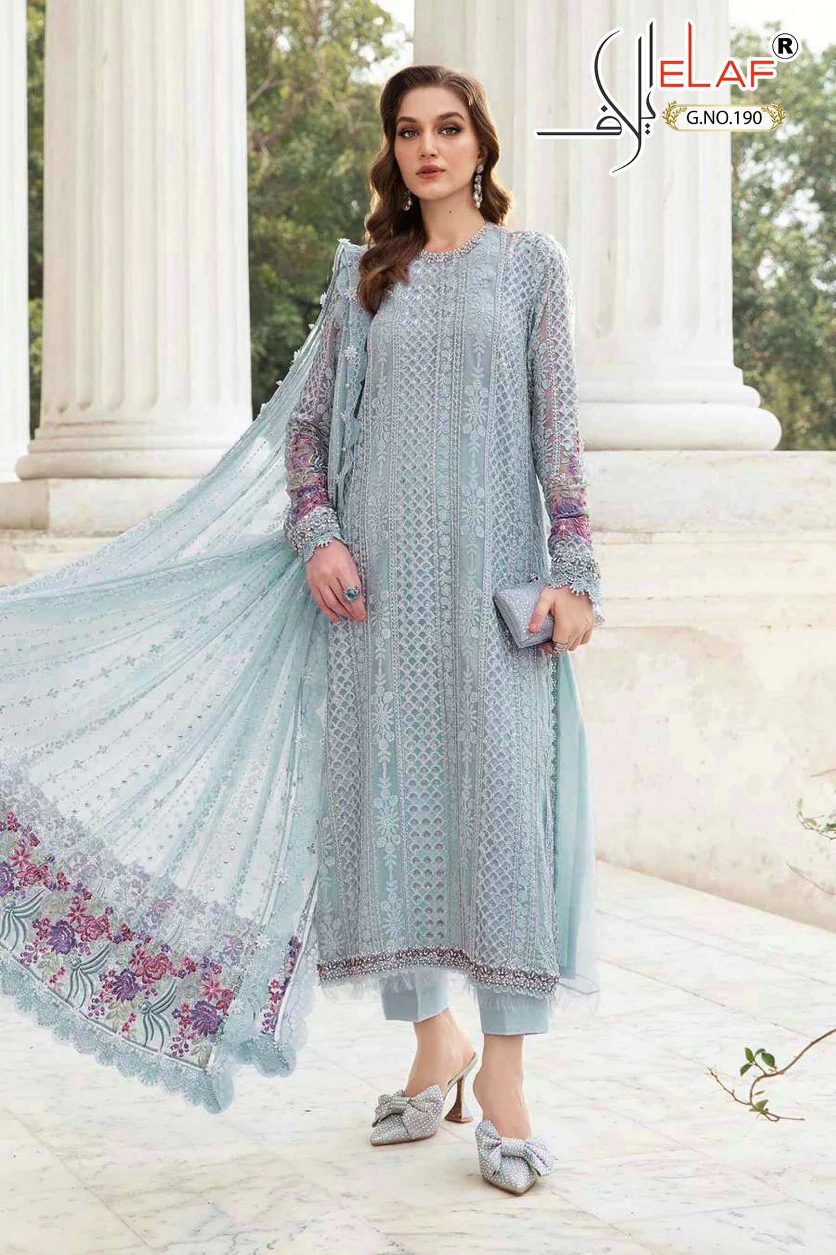 G-190 HIT DESIGN BY ELAF DESIGNER FAUX GEORGETTE WORK PAKISTANI DRESS