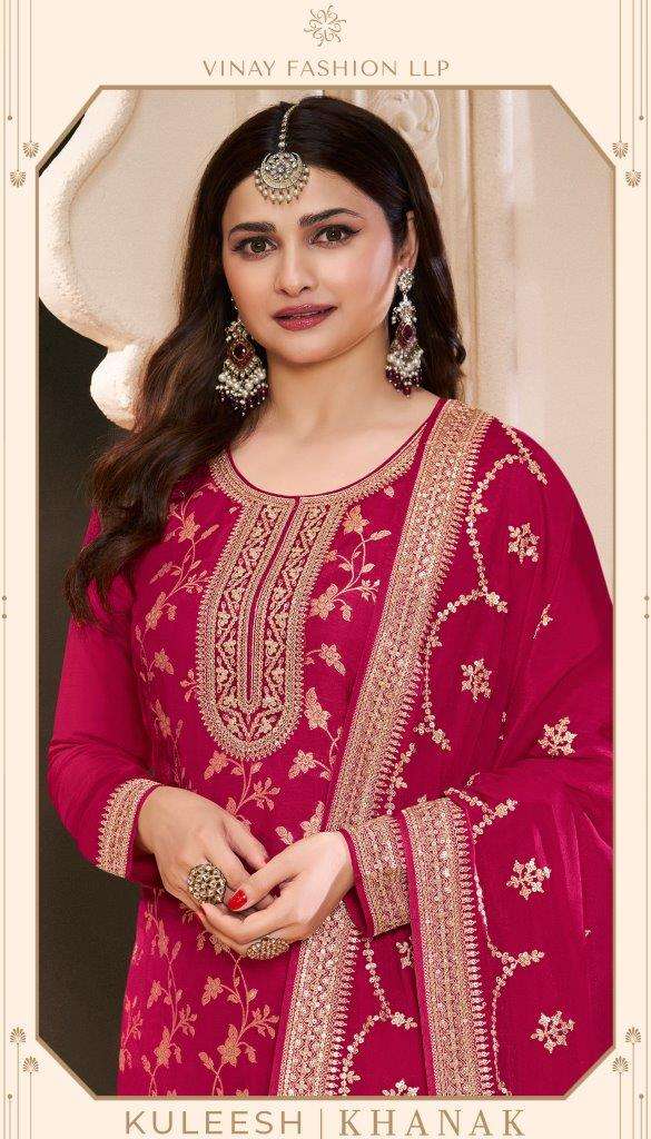 KULEESH KHANAK BY VINAY FASHION 73771 TO 73775 SERIES SILK EMBROIDERED DRESSES